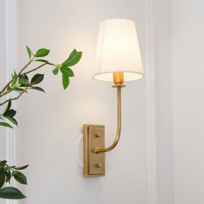 Tapered Fabric Shade Brass Wall Light - Arrielight