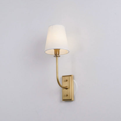 Tapered Fabric Shade Brass Wall Light - Arrielight