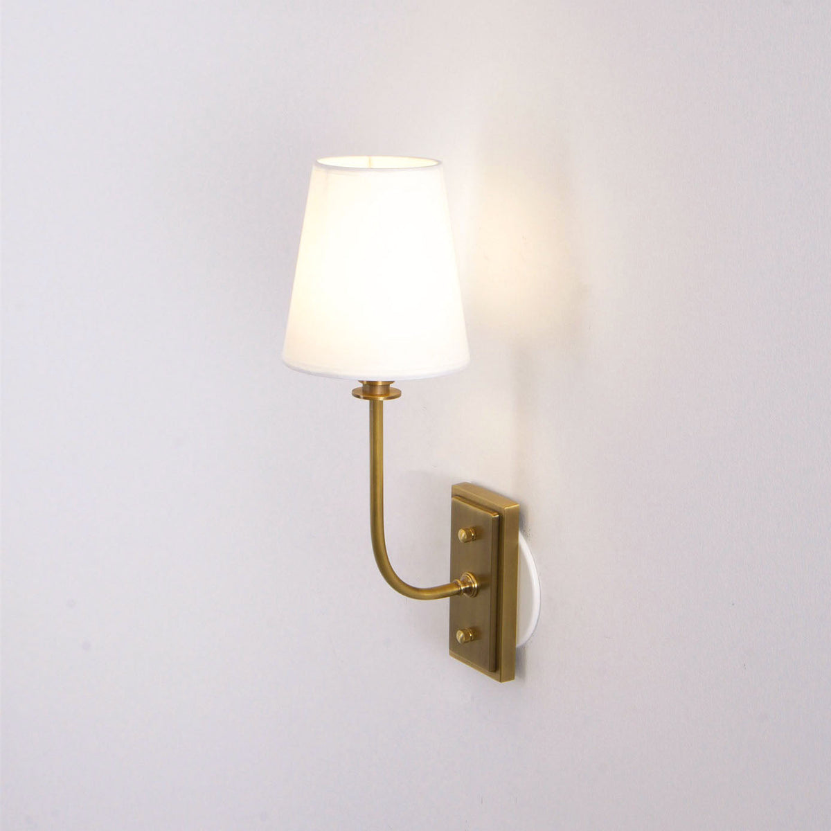 Tapered Fabric Shade Brass Wall Light - Arrielight