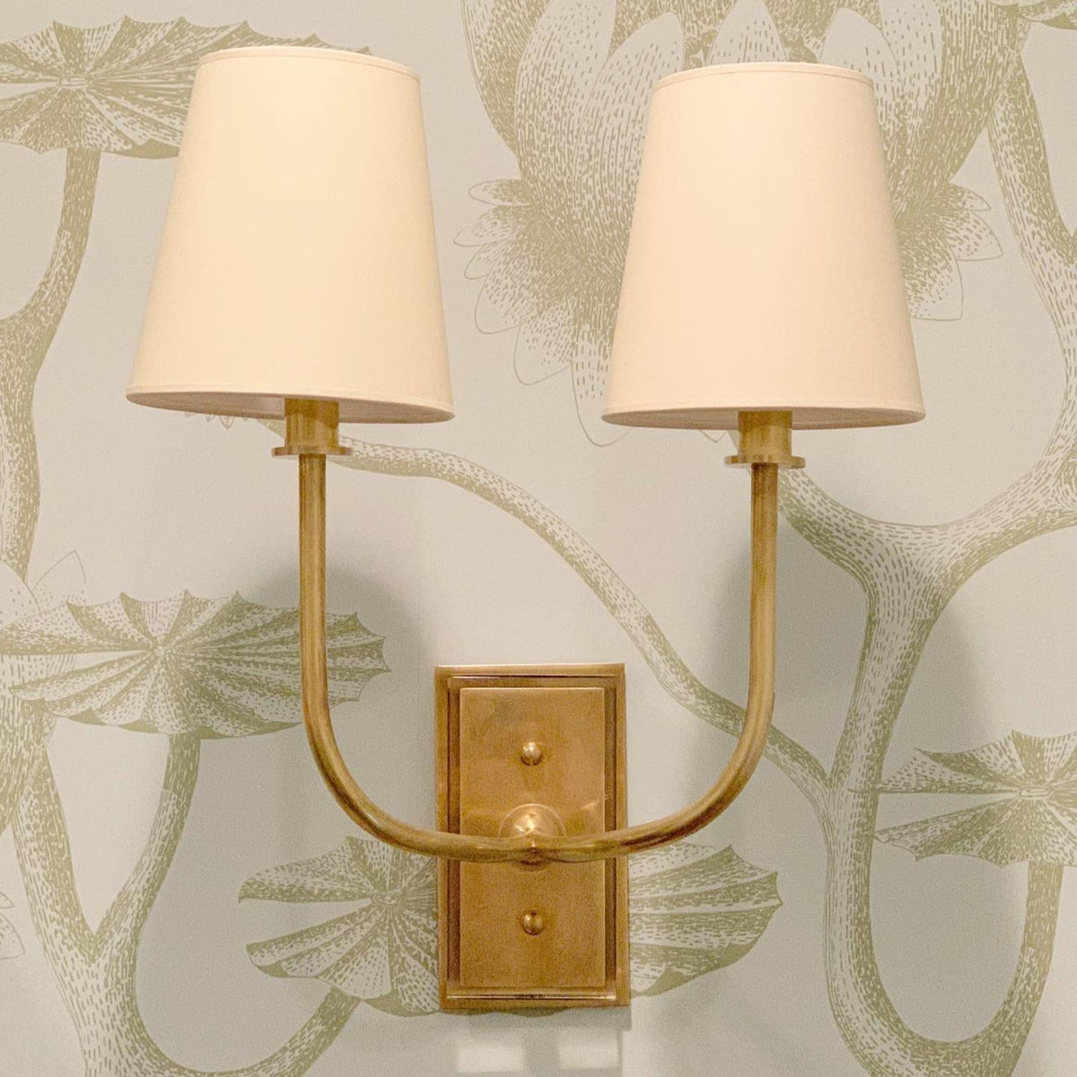 Tapered Fabric Shade Brass Wall Light - Arrielight