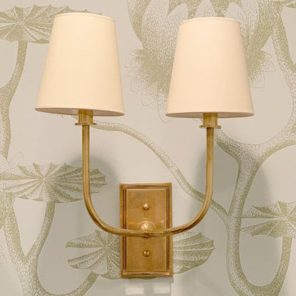 Tapered Fabric Shade Brass Wall Light - Arrielight