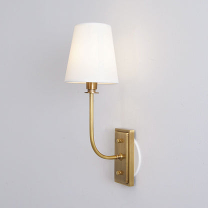 Tapered Fabric Shade Brass Wall Light - Arrielight