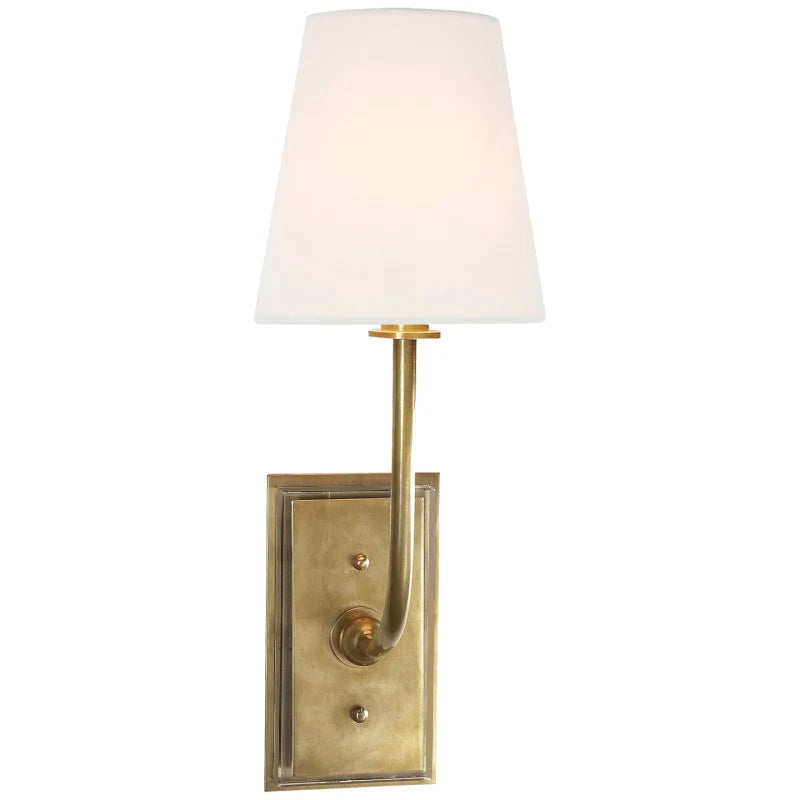 Tapered Fabric Shade Brass Wall Light - Arrielight