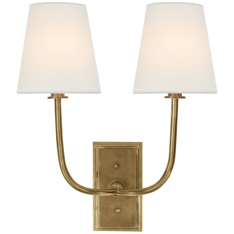 Tapered Fabric Shade Brass Wall Light - Arrielight