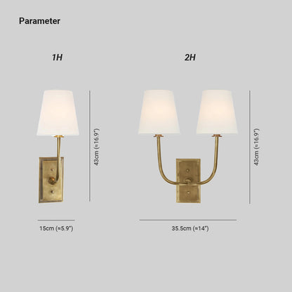 Tapered Fabric Shade Brass Wall Light - Arrielight