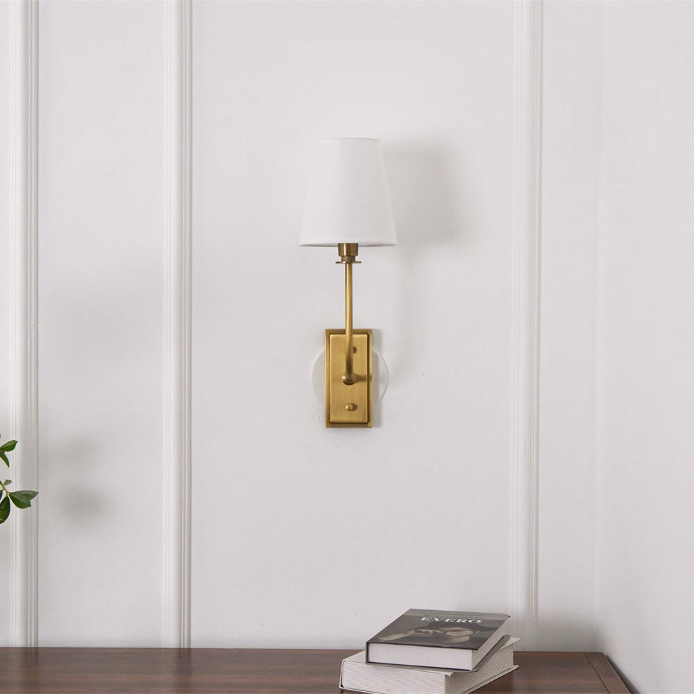 Tapered Fabric Shade Brass Wall Light - Arrielight