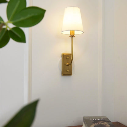 Tapered Fabric Shade Brass Wall Light - Arrielight