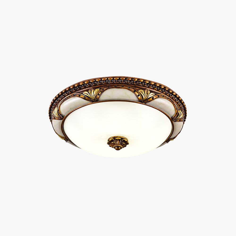 Ornate Resin and Glass Flush Ceiling Light - Arrielight