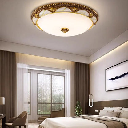 Ornate Resin and Glass Flush Ceiling Light - Arrielight