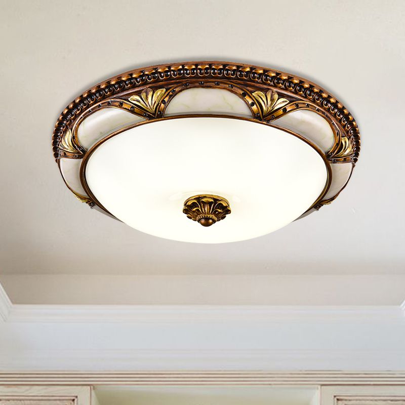 Ornate Resin and Glass Flush Ceiling Light - Arrielight
