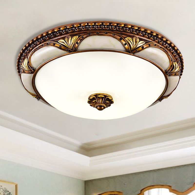 Ornate Resin and Glass Flush Ceiling Light - Arrielight