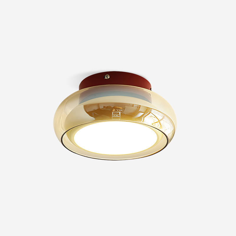 Cognac Glass Flush Ceiling Light with Opal Diffuser - Arrielight