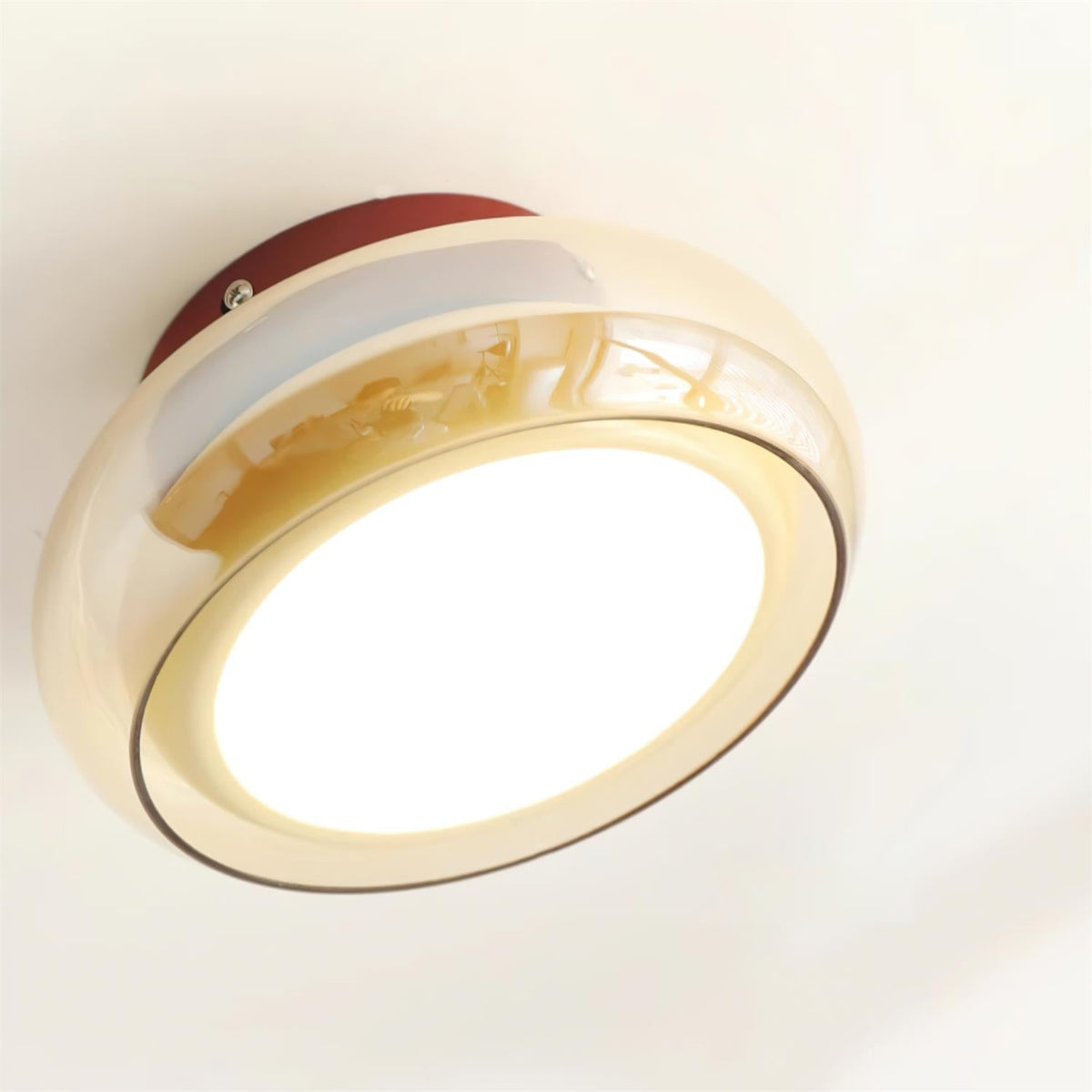 Cognac Glass Flush Ceiling Light with Opal Diffuser - Arrielight