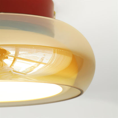 Cognac Glass Flush Ceiling Light with Opal Diffuser - Arrielight