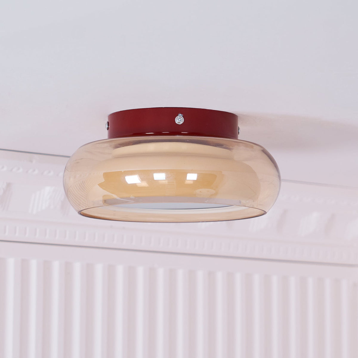 Cognac Glass Flush Ceiling Light with Opal Diffuser - Arrielight