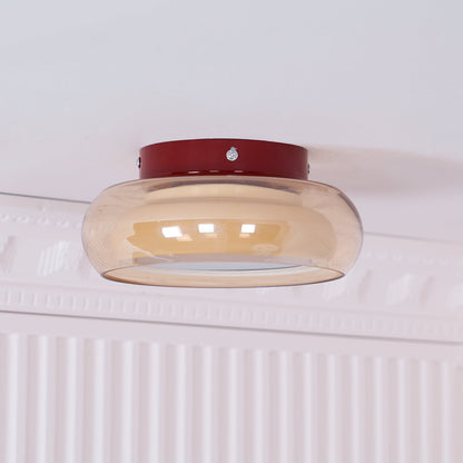 Cognac Glass Flush Ceiling Light with Opal Diffuser - Arrielight