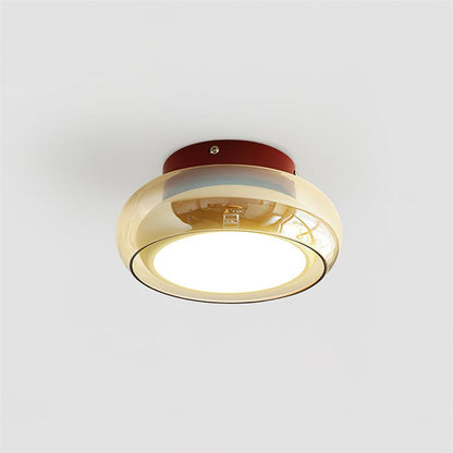 Cognac Glass Flush Ceiling Light with Opal Diffuser - Arrielight