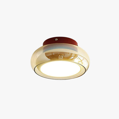 Cognac Glass Flush Ceiling Light with Opal Diffuser - Arrielight