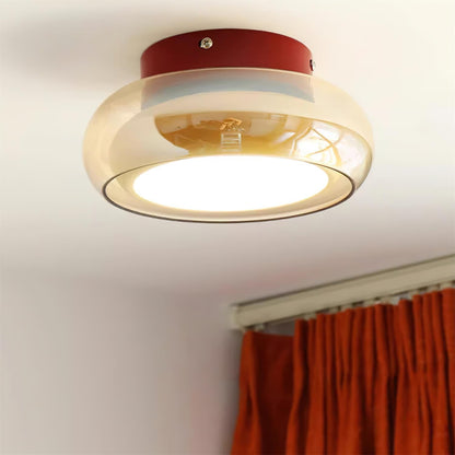 Cognac Glass Flush Ceiling Light with Opal Diffuser - Arrielight