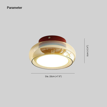 Cognac Glass Flush Ceiling Light with Opal Diffuser - Arrielight