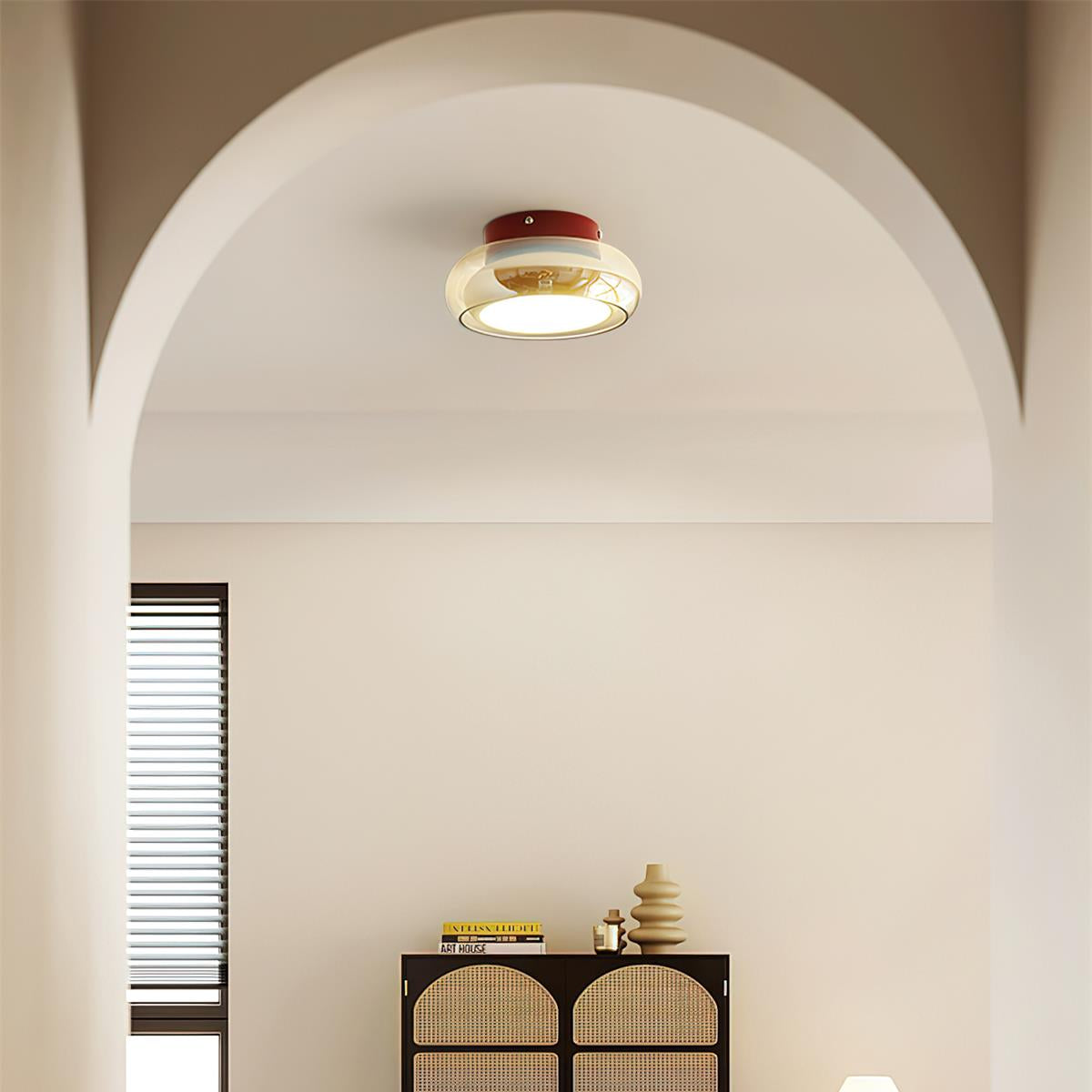 Cognac Glass Flush Ceiling Light with Opal Diffuser - Arrielight
