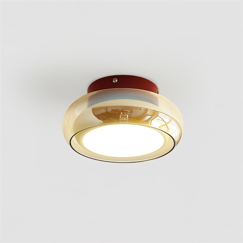 Cognac Glass Flush Ceiling Light with Opal Diffuser - Arrielight