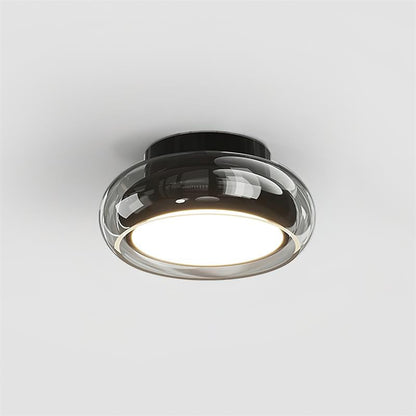 Cognac Glass Flush Ceiling Light with Opal Diffuser - Arrielight