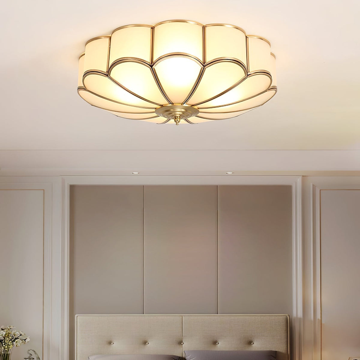 Petal Glass and Brass Flush Ceiling Light - Arrielight