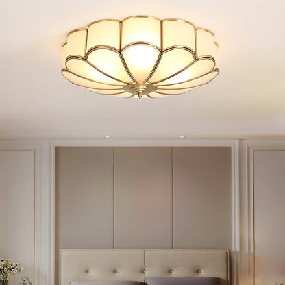 Petal Glass and Brass Flush Ceiling Light - Arrielight
