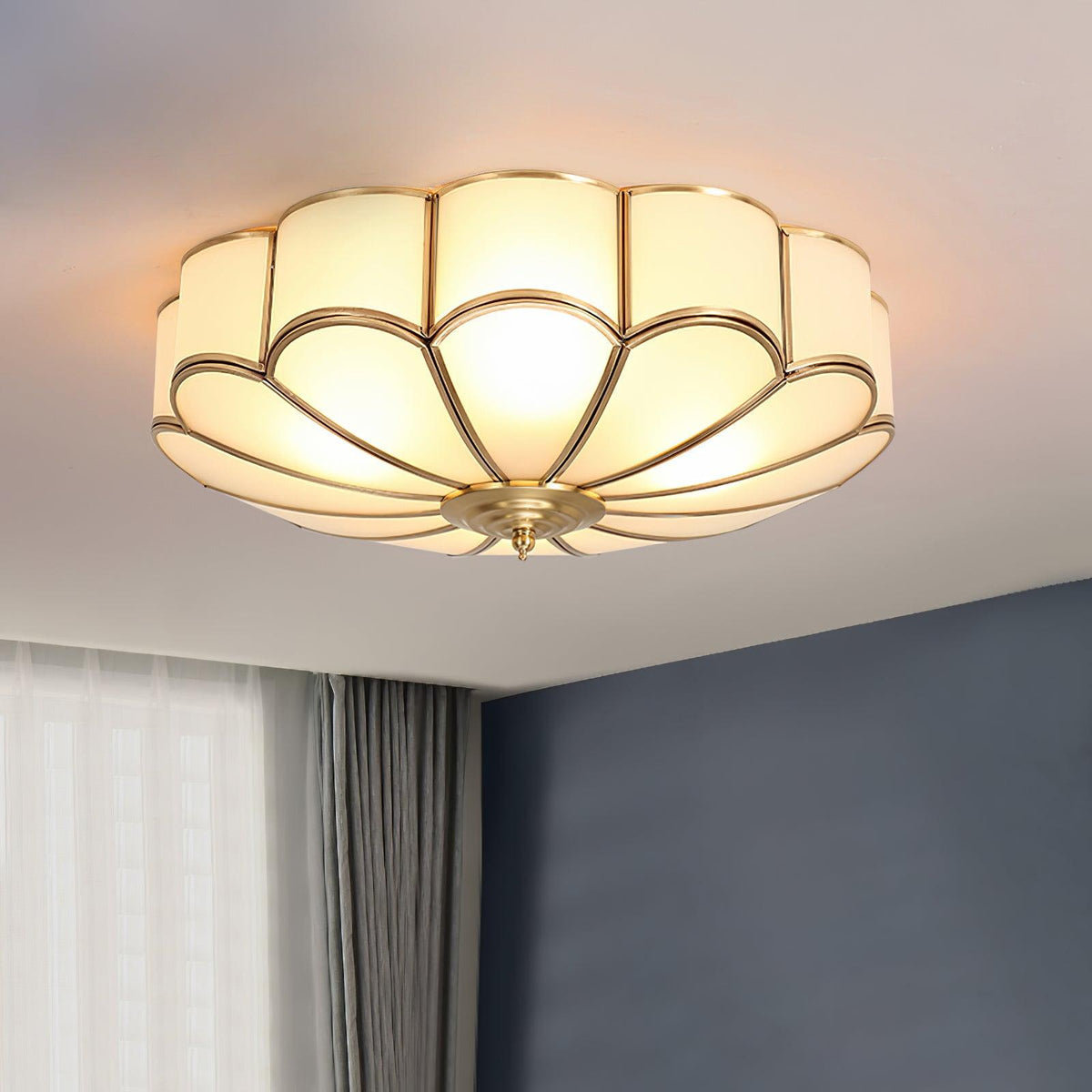 Petal Glass and Brass Flush Ceiling Light - Arrielight