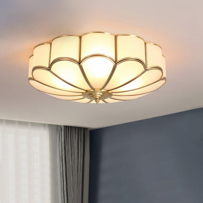 Petal Glass and Brass Flush Ceiling Light - Arrielight