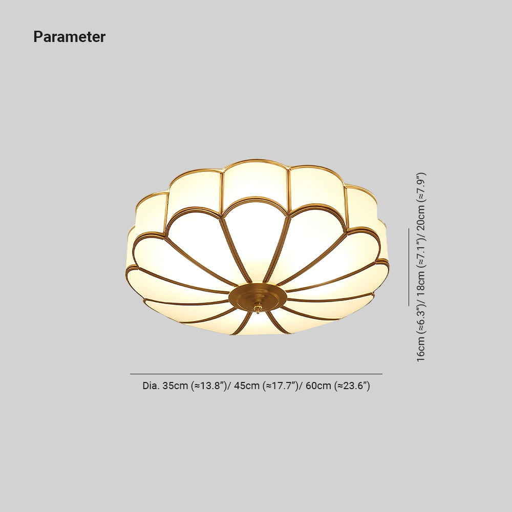 Petal Glass and Brass Flush Ceiling Light - Arrielight