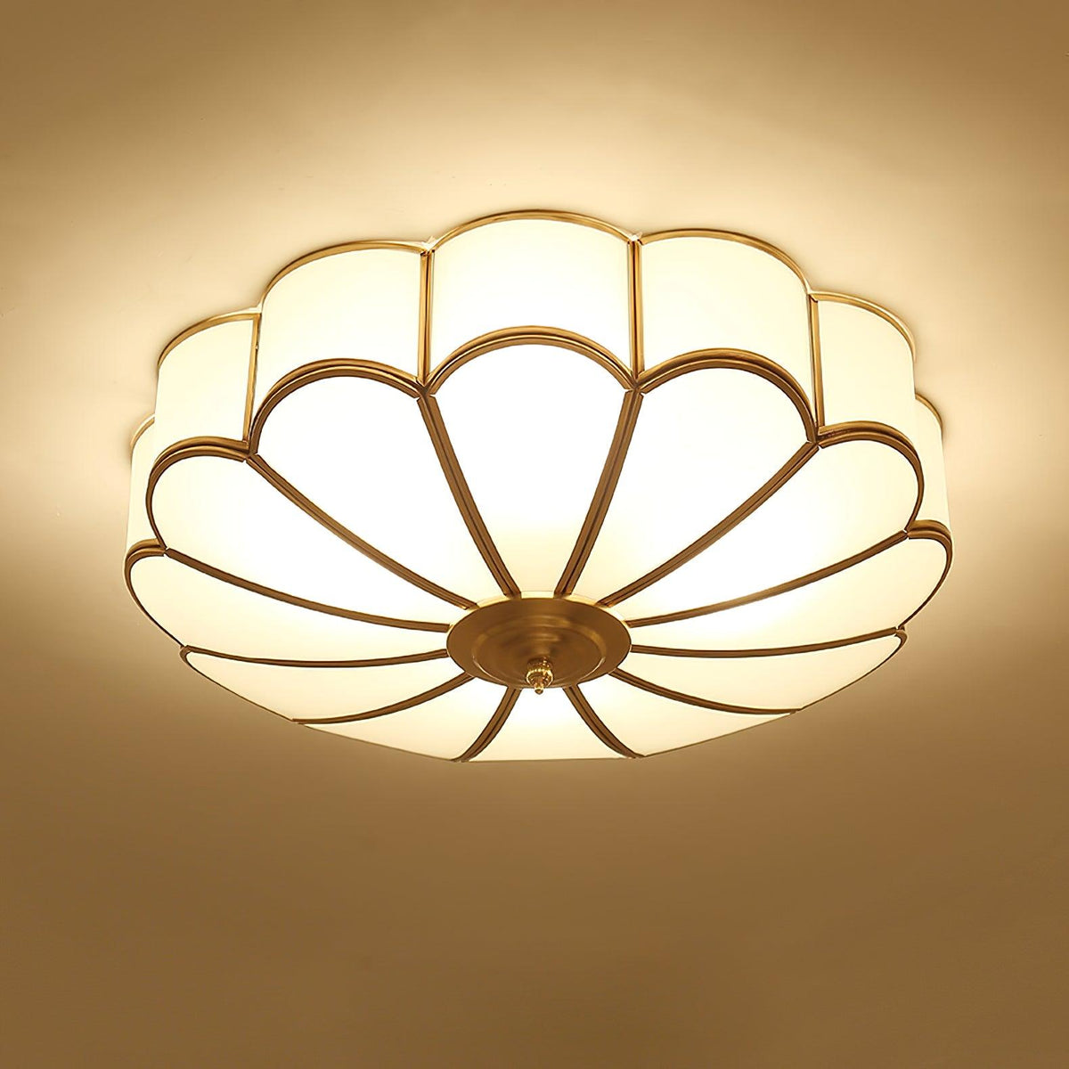 Petal Glass and Brass Flush Ceiling Light - Arrielight