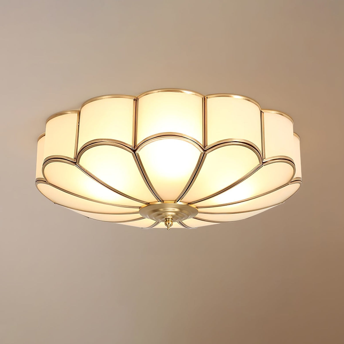 Petal Glass and Brass Flush Ceiling Light - Arrielight
