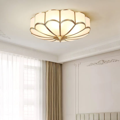 Petal Glass and Brass Flush Ceiling Light - Arrielight