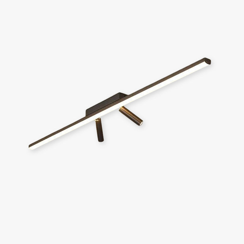 Linear LED Flush Ceiling Light with Twin Spotlights - Arrielight