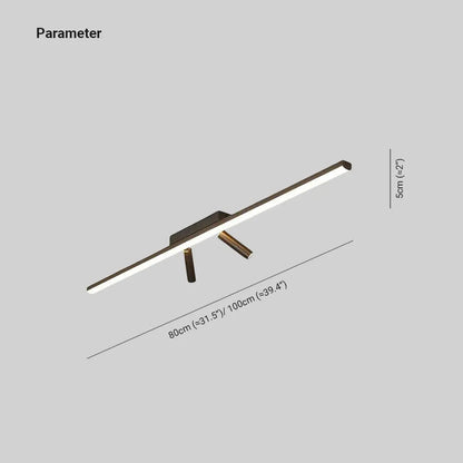 Linear LED Flush Ceiling Light with Twin Spotlights - Arrielight