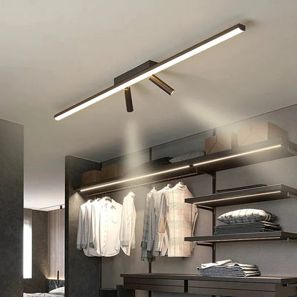 Linear LED Flush Ceiling Light with Twin Spotlights - Arrielight