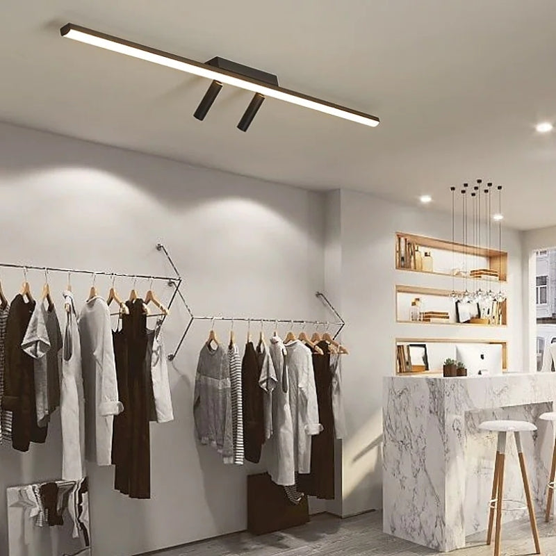 Linear LED Flush Ceiling Light with Twin Spotlights - Arrielight