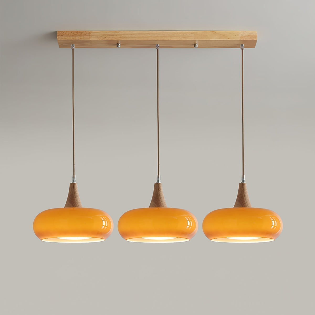 Rounded Glass and Wood Ceiling Pendant - Arrielight