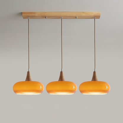 Rounded Glass and Wood Ceiling Pendant - Arrielight