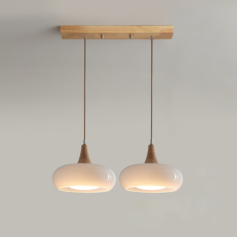 Rounded Glass and Wood Ceiling Pendant - Arrielight