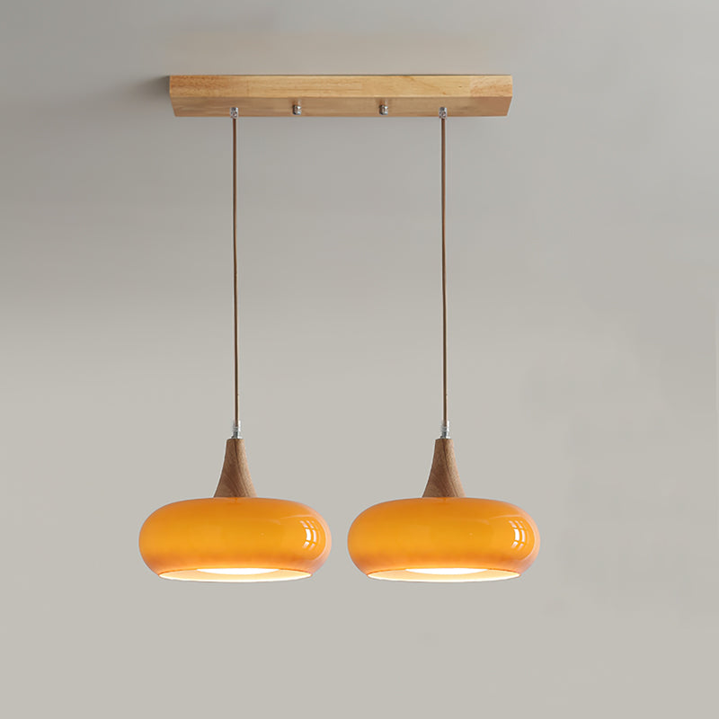 Rounded Glass and Wood Ceiling Pendant - Arrielight