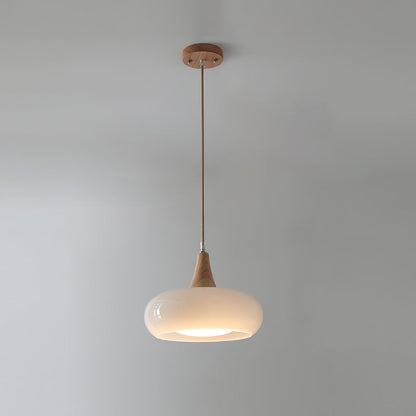 Rounded Glass and Wood Ceiling Pendant - Arrielight