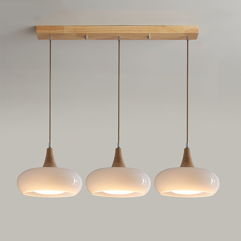Rounded Glass and Wood Ceiling Pendant - Arrielight