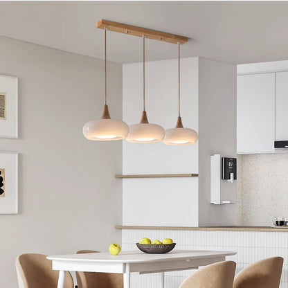 Rounded Glass and Wood Ceiling Pendant - Arrielight