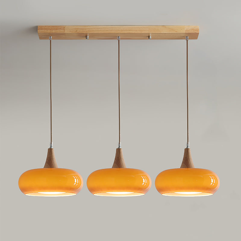 Rounded Glass and Wood Ceiling Pendant - Arrielight
