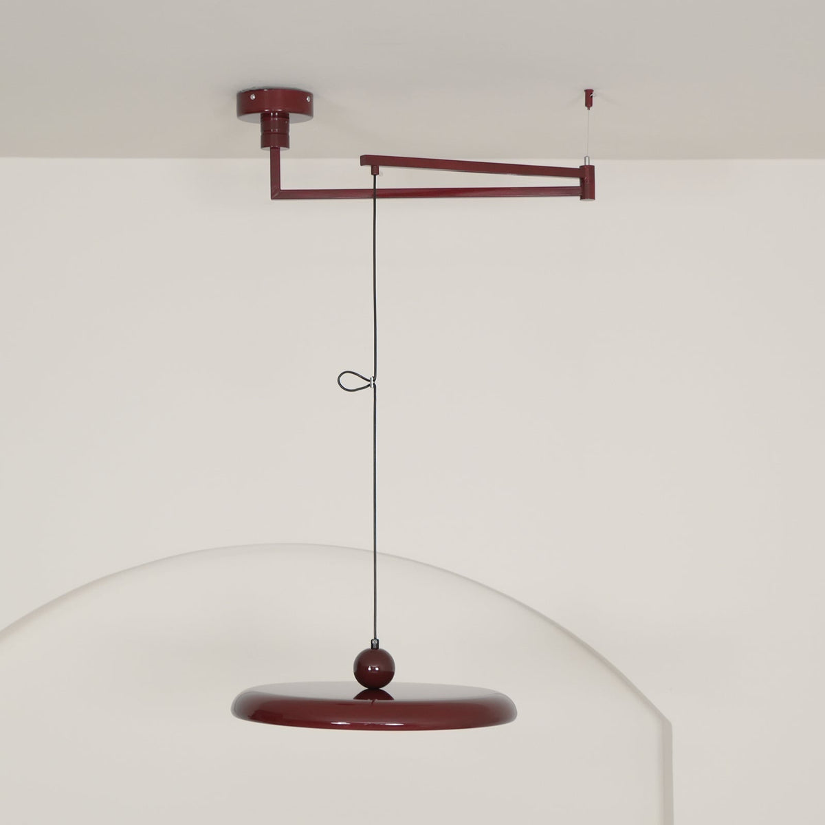 Bauhaus Swing Arm Disc Ceiling Pendant with Adjustable Drop - Arrielight
