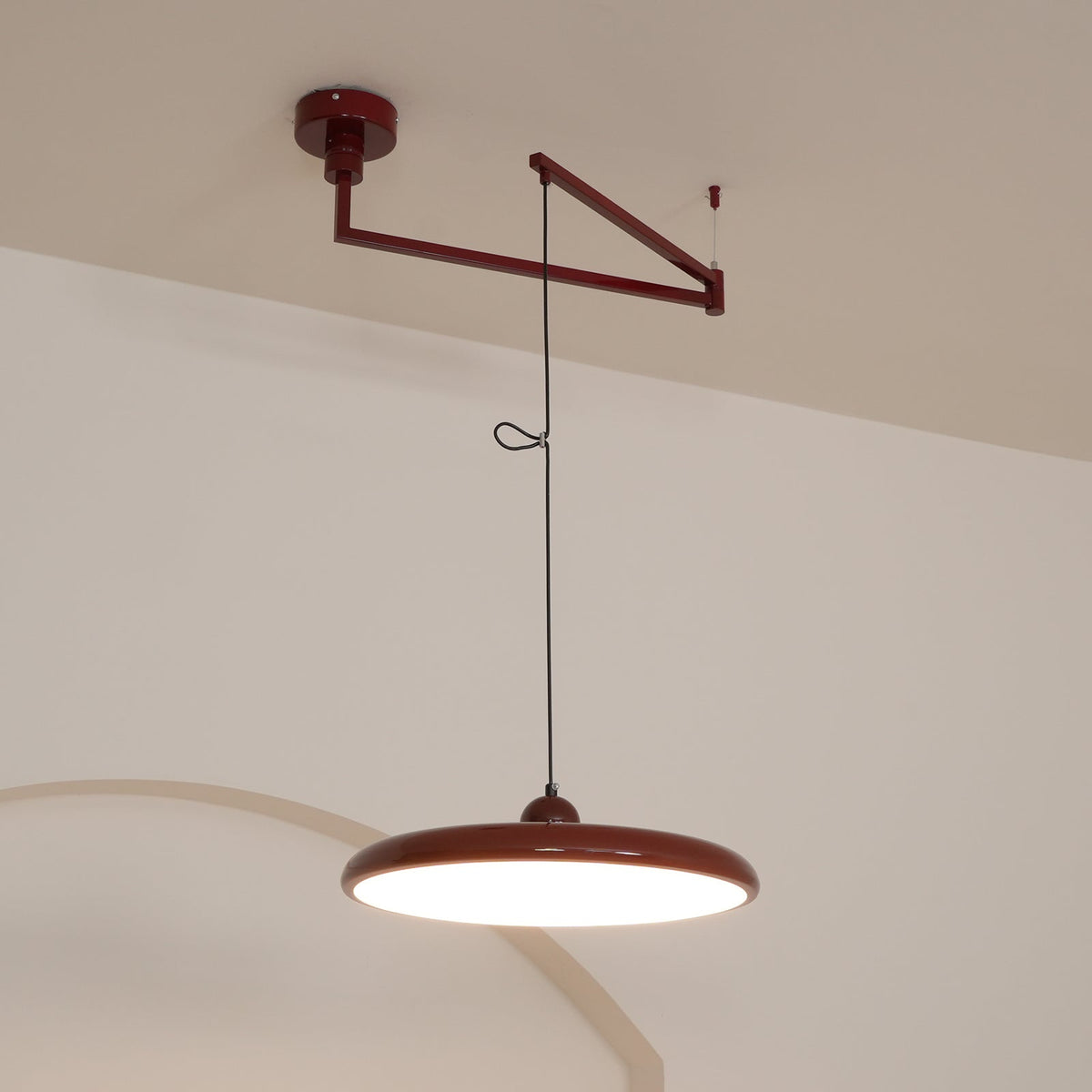Bauhaus Swing Arm Disc Ceiling Pendant with Adjustable Drop - Arrielight