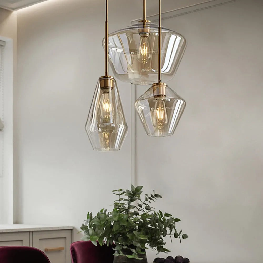 Faceted Diamond Glass Ceiling Pendant - Arrielight